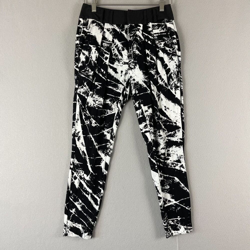 Helmut Lang Skinny Pant Womens Small Black‎ Abstract Ankle Pocket Stretch Artsy